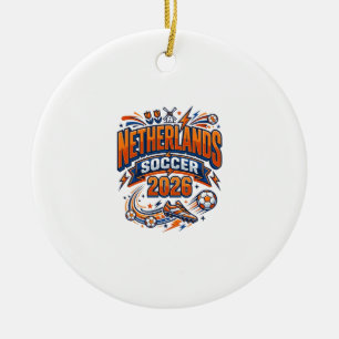 Netherlands Soccer 2026 Soccer Bold Country Typogr Ceramic Ornament