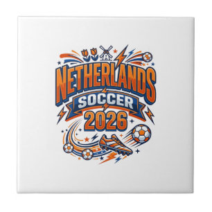 Netherlands Soccer 2026 Soccer Bold Country Typogr Ceramic Tile