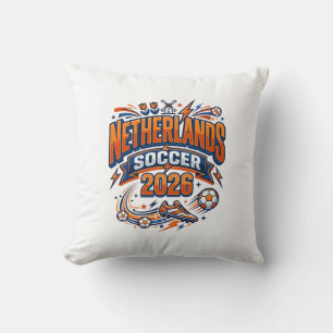 Netherlands Soccer 2026 Soccer Bold Country Typogr Cushion