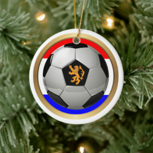 Netherlands Soccer Ball Sports Ceramic Ornament