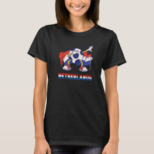 Netherlands Soccer  Dabbing Soccer Ball Dutch Flag T-Shirt
