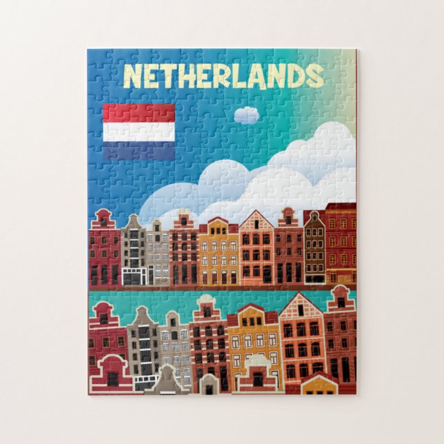 Netherlands Travel Poster Jigsaw Puzzle (Vertical)