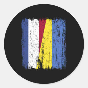 Netherlands Ukraine Half Flag Dutch Ukrainian Heri Classic Round Sticker