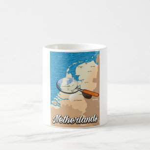 Netherlands vintage map vacation poster coffee mug