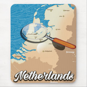 Netherlands vintage map vacation poster mouse pad