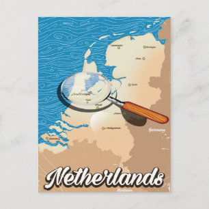 Netherlands vintage map vacation poster postcard