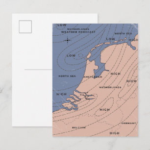 Netherlands Weather Forecast Invitation Postcard