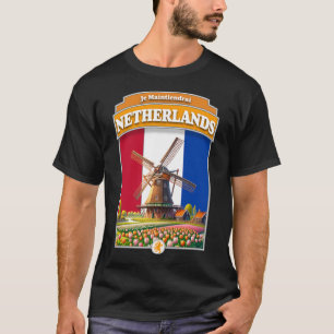 Netherlands Windmill and Tulips T-Shirt