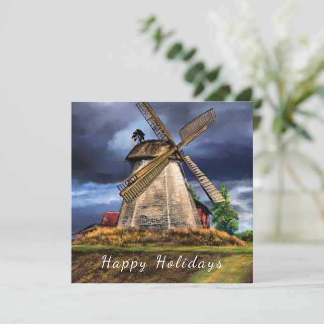 Netherlands Windmill Holidays Card (Standing Front)