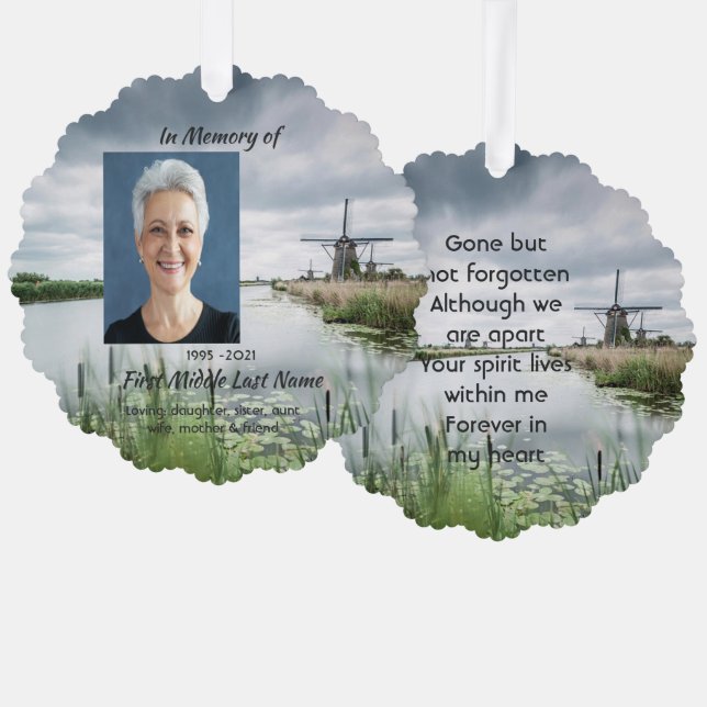 Netherlands windmill Holland  Memorial Keepsake  Tree Decoration Card (Front/Back)