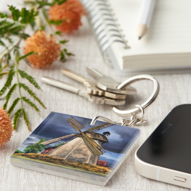 Netherlands Windmill Landscape Keychain Gift (Front Right)