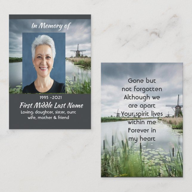  Netherlands Windmill Memorial Keepsake  Business Card (Front/Back)