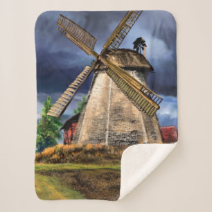 Netherlands Windmill Sherpa Blanket
