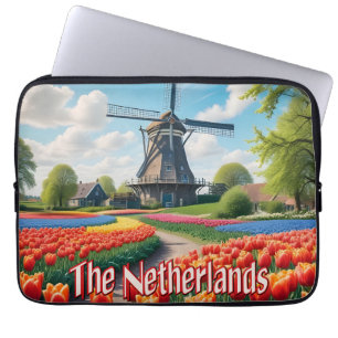 Netherlands Windmill & Tulips Laptop Sleeve