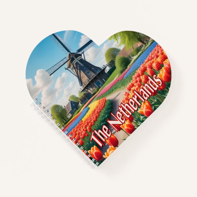 Netherlands Windmill & Tulips Notebook (Front)
