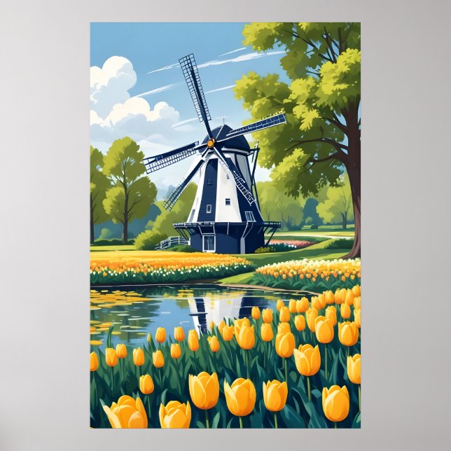 Netherlands Windmills Poster (Front)