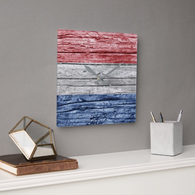 Netherlands wood  flag square wall clock (Office)