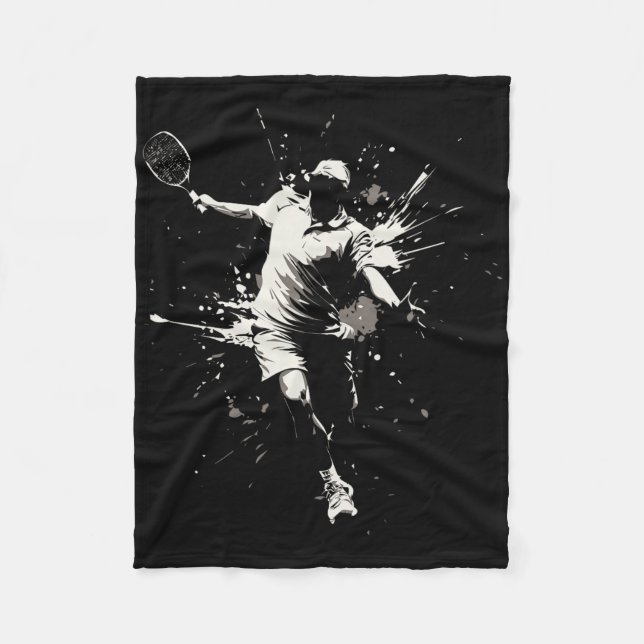Netll Court Game Paint Splash Dminton Player Boy  Fleece Blanket (Front)