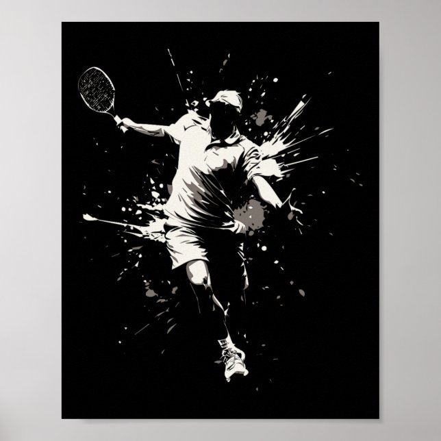 Netll Court Game Paint Splash Dminton Player Boy  Poster (Front)
