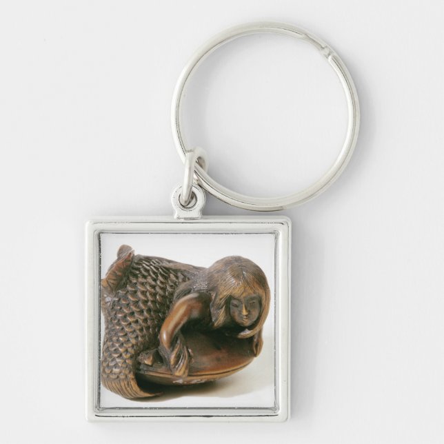 Netsuke carved in the shape of a mermaid key ring (Front)