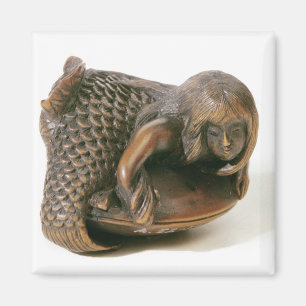 Netsuke carved in the shape of a mermaid magnet