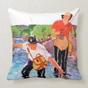 Netting A Fish by R.J. Cavaliere Cushion