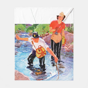 Netting A Fish by R.J. Cavaliere Fleece Blanket