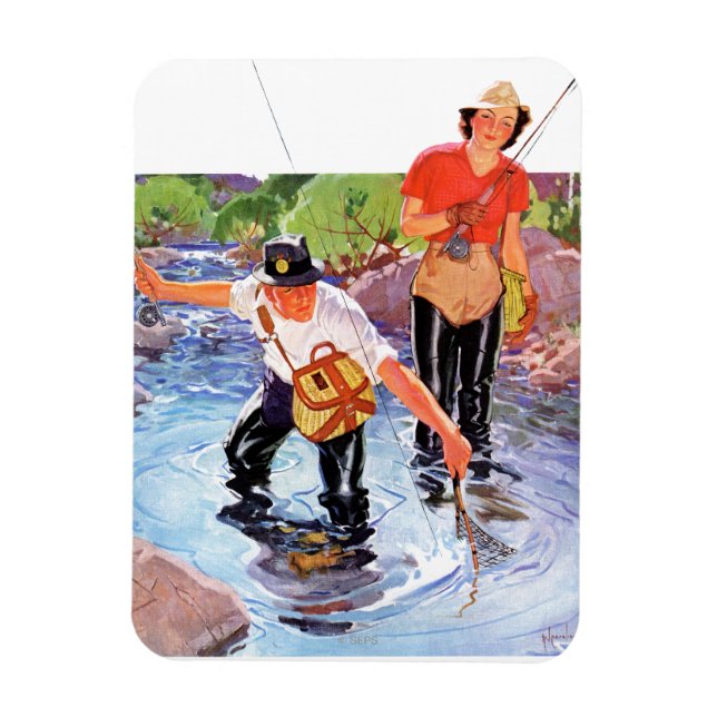 Netting A Fish by R.J. Cavaliere Magnet (Vertical)