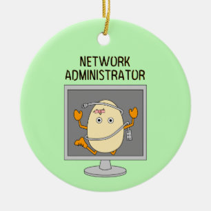 Network Administrator Egghead Ceramic Ornament