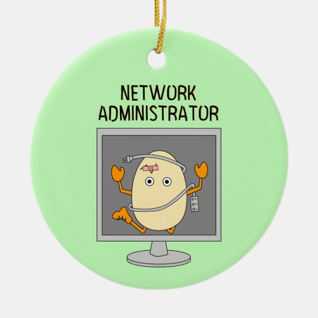 Network Administrator Egghead Ceramic Ornament (Front)