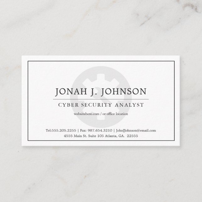 Network Administrator | Minimal Style BW Business Card (Front)