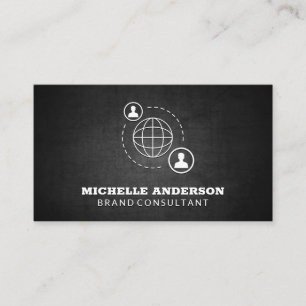 Network Communication Icon   Black Texture Business Card