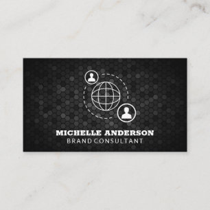 Network Communication Icon   Geometric Black Business Card
