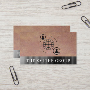 Network Communication Icon Metallic Background Business Card