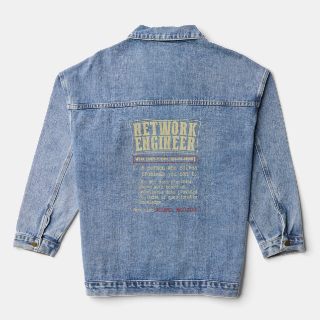 Network Engineer Funny Dictionary Definition  Denim Jacket (Back)