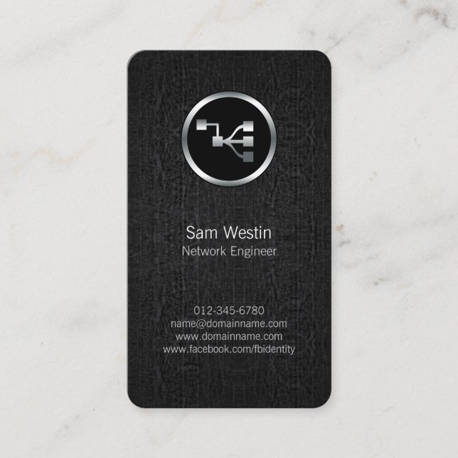 Network Engineer Network Points Icon Business Card (Front)