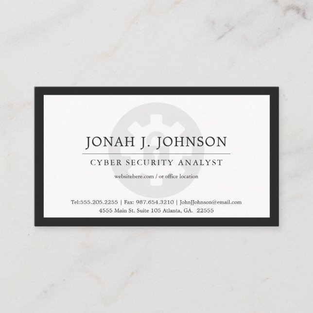 Network Security | Minimal Style BW Blk Bdr Business Card (Front)