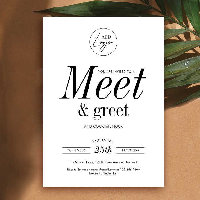 Networking Meet & Greet Minimalist Business Logo Invitation (Minimalist meet & greet business invitation for networking event, featuring fully editable design)