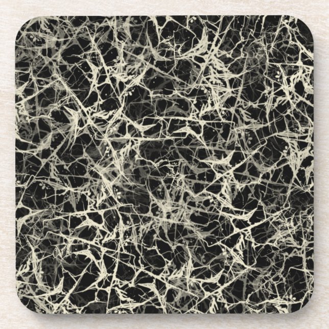 Networking Neurons on Black - seamless pattern.   Coaster (Front)