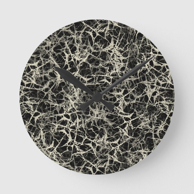 Networking Neurons on Black - seamless pattern.  Round Clock (Front)