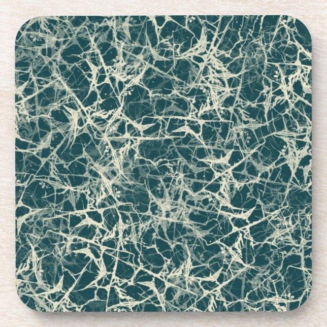 Networking Neurons on Teal - seamless pattern. Coaster (Front)
