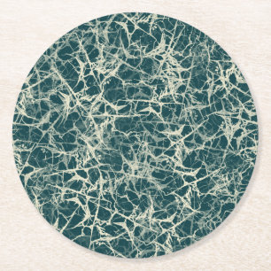 Networking Neurons on Teal - seamless pattern. Round Paper Coaster