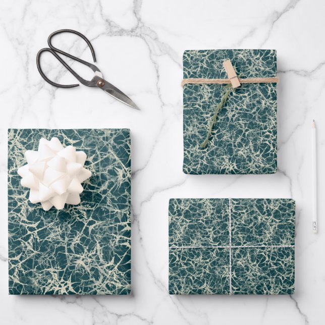 Networking Neurons on Teal - seamless pattern.  Wrapping Paper Sheet (Front)