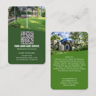 Networking QR code Lawncare vertical Business Car Card