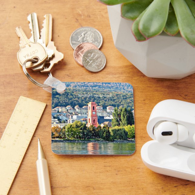 Neuchatel, Switzerland landscape Key Ring (Desk)