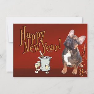 Neujahrskarte französische Bulldogge Postkarte Invitation