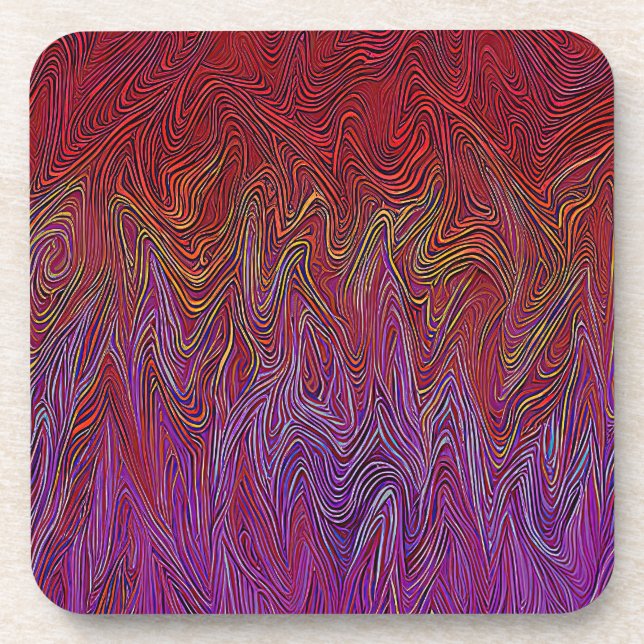 "Neural Firestorm" Abstract” Red Purple Coaster (Front)