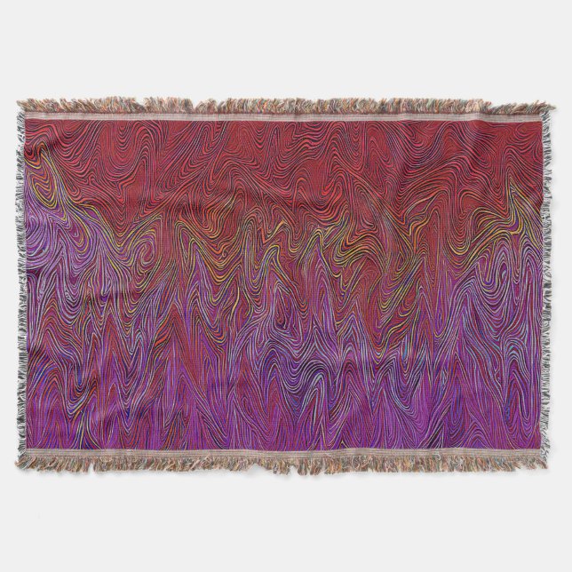 "Neural Firestorm" Abstract” Red Purple Throw Blanket (Front)