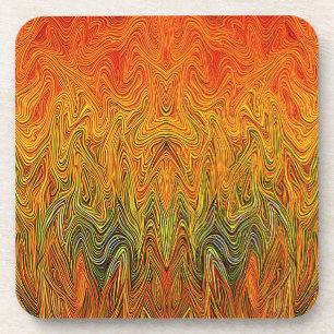 "Neural Firestorm" Abstract Yellow Orange Coaster