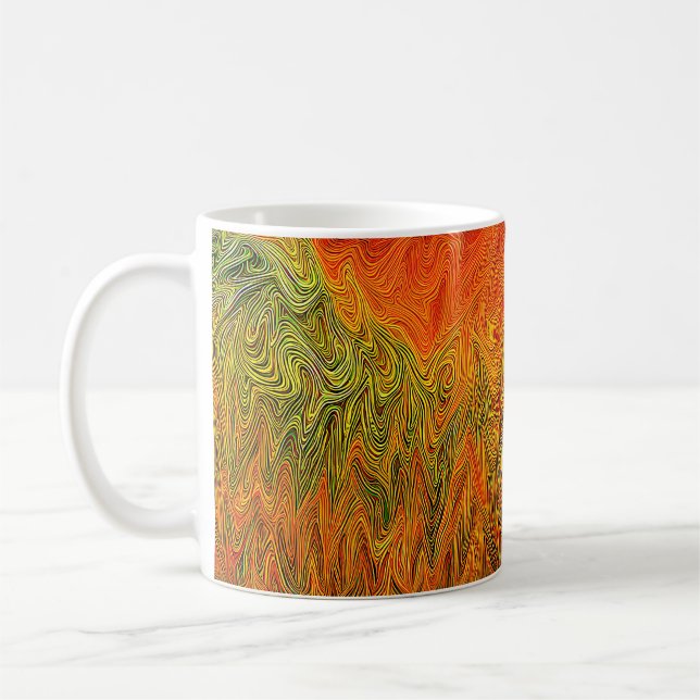 "Neural Firestorm" Abstract Yellow Orange Coffee Mug (Left)